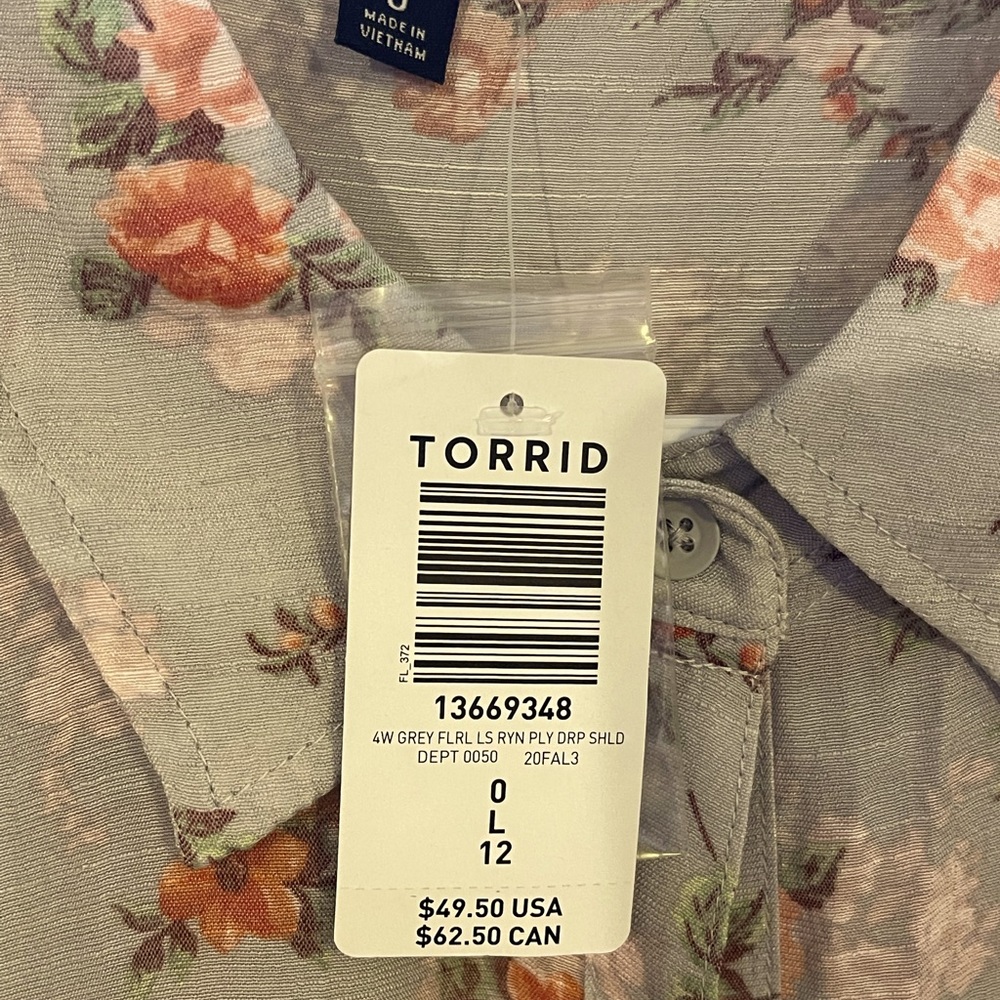 Torrid Floral Button Up blouse